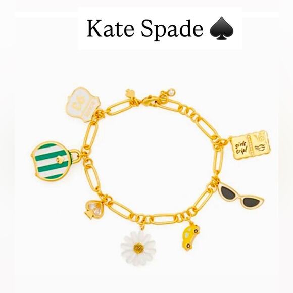 kate spade Jewelry - Kate Spade Gold off we go travel charm bracelet NWT -Dust Bag Included